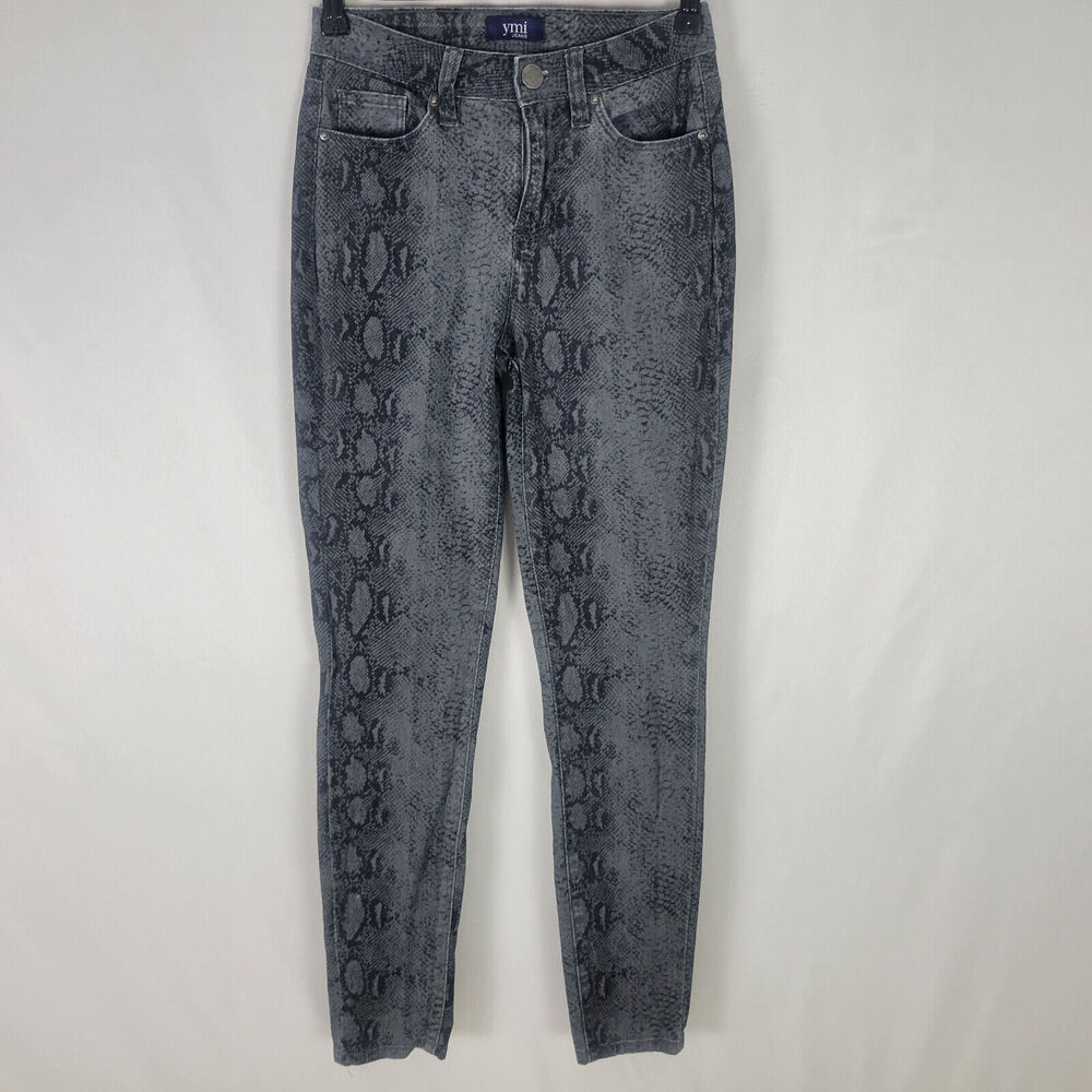 YMI Jeans Juniors 3 Black‎ Mid Rise Snake Print Jegging Womens Denim W24 x L26.5
